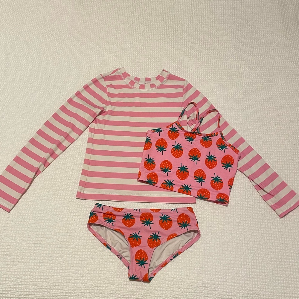 Pink Striped Kids Swim Set